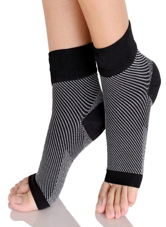 QUADA Nylon Foot Sleeves For Men & Women-Best Plantar Fasciitis Socks For Plantar Fasciitis Pain Relief, Heel Pain, And Treatment For Everyday Use With Arch Support(1 Pair)(Black),Free Size