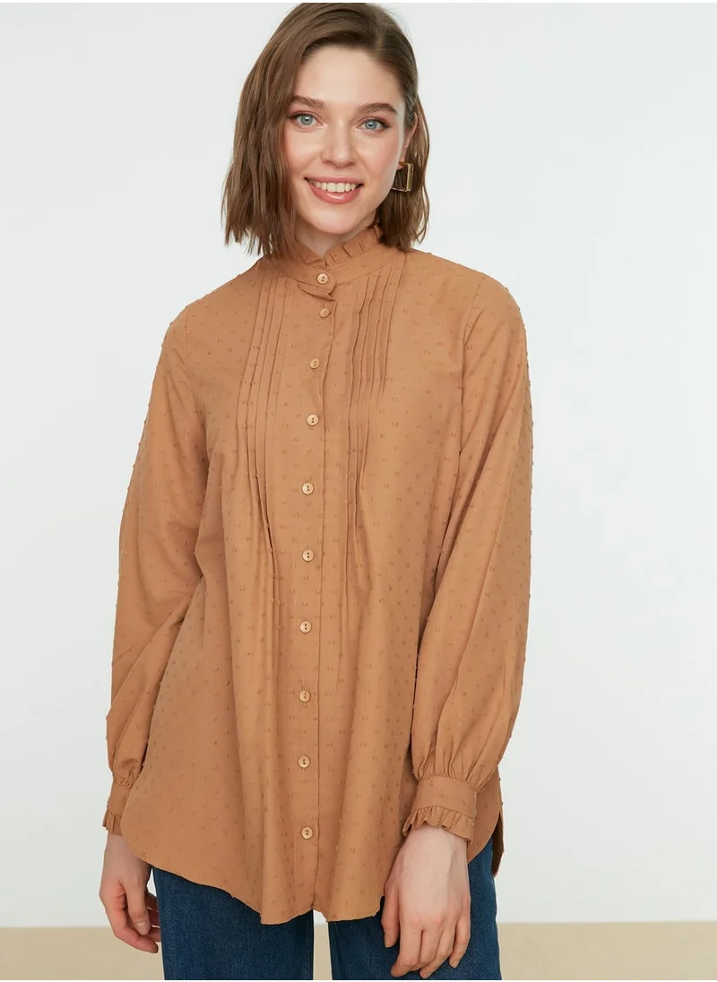 trendyol High Neck Balloon Sleeve Top