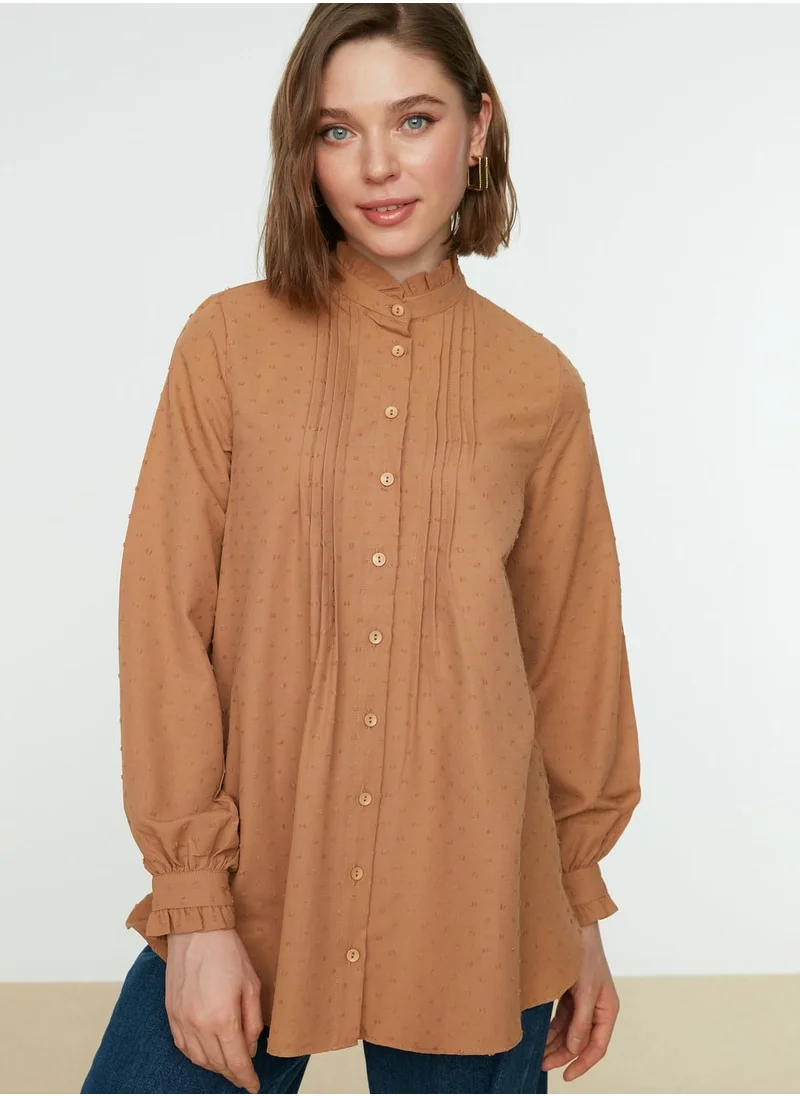 trendyol High Neck Balloon Sleeve Top