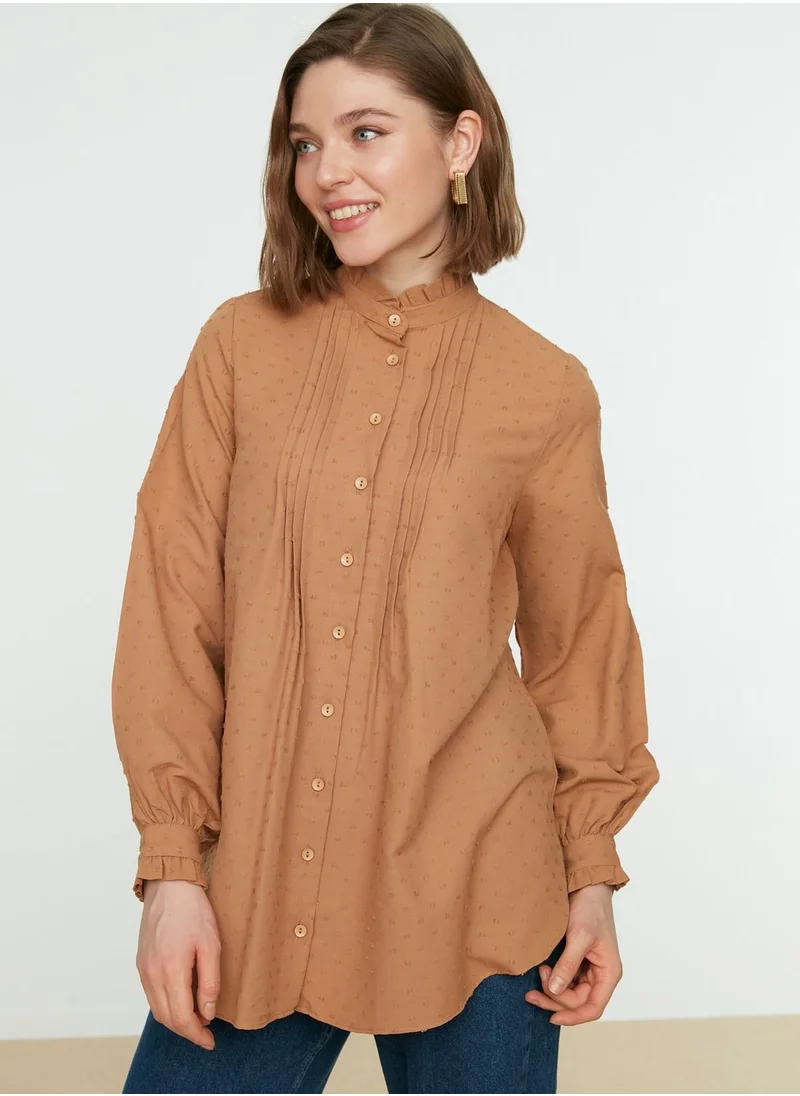 trendyol High Neck Balloon Sleeve Top
