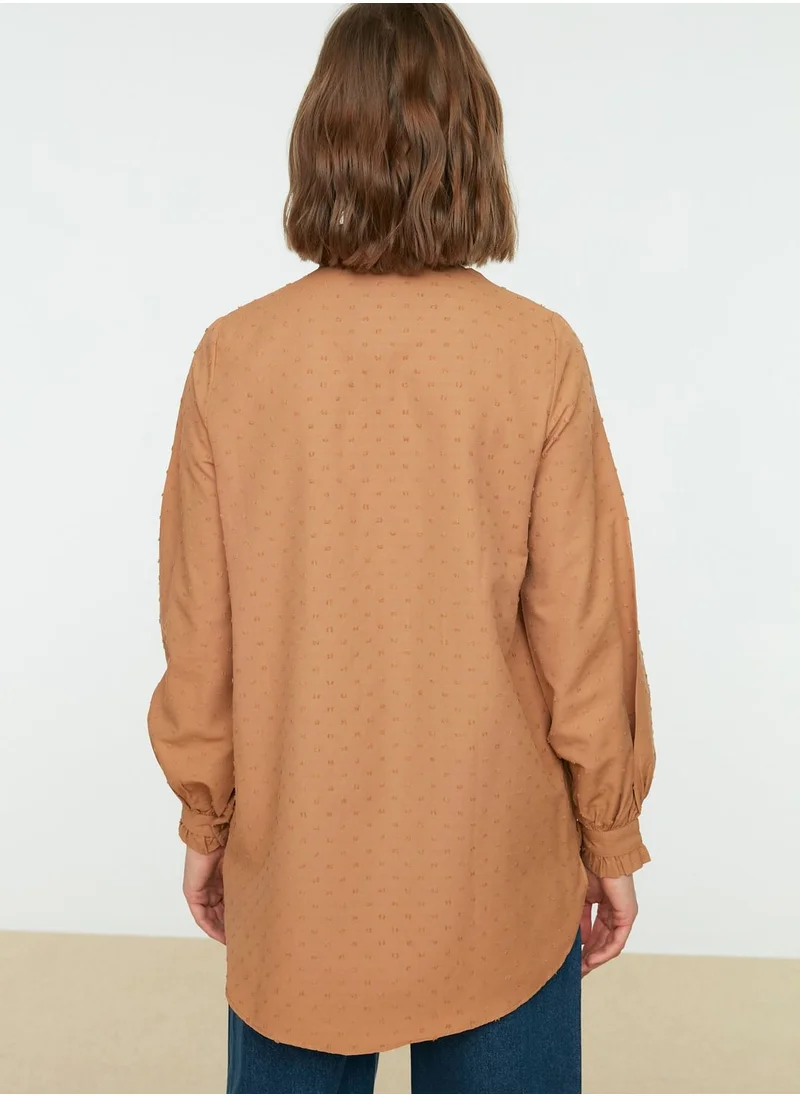 trendyol High Neck Balloon Sleeve Top