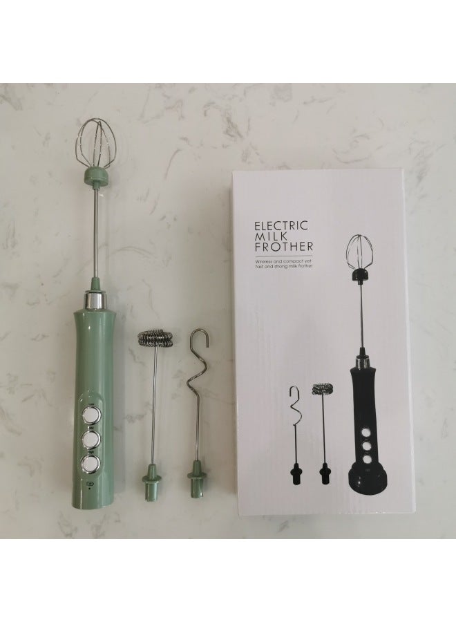 Blender Handheld Electric Small Household Egg Beater USB Charging Milk Beater Baking Milk Foam Machine-Color:EW-072 Double Head 304 Bracket-Pearl Black  - Image 2