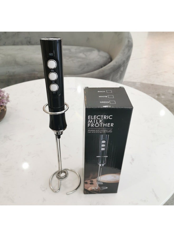 Blender Handheld Electric Small Household Egg Beater USB Charging Milk Beater Baking Milk Foam Machine-Color:EW-072 Double Head 304 Bracket-Pearl Black  - Image 1
