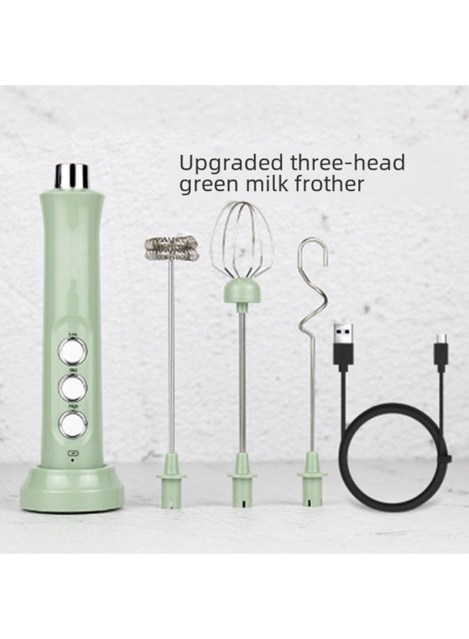 Blender Handheld Electric Small Household Egg Beater USB Charging Milk Beater Baking Milk Foam Machine-Color:EW-072 Double Head 304 Bracket-Pearl Black  - Image 4
