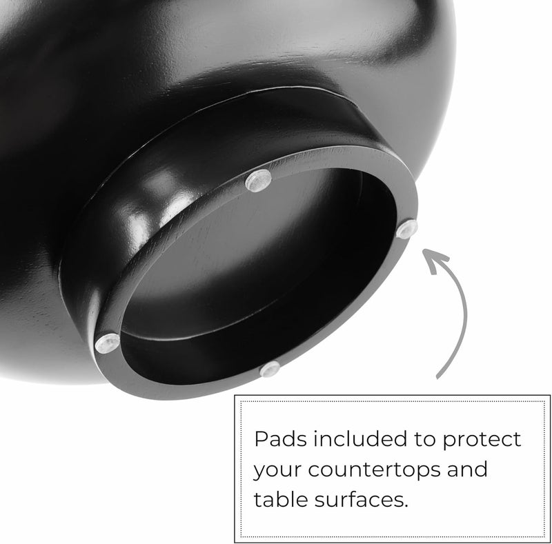 IVE Design Food Safe Solid Wood Black Fruit Bowl for Kitchen Counter 12inch Diameter - Image 4