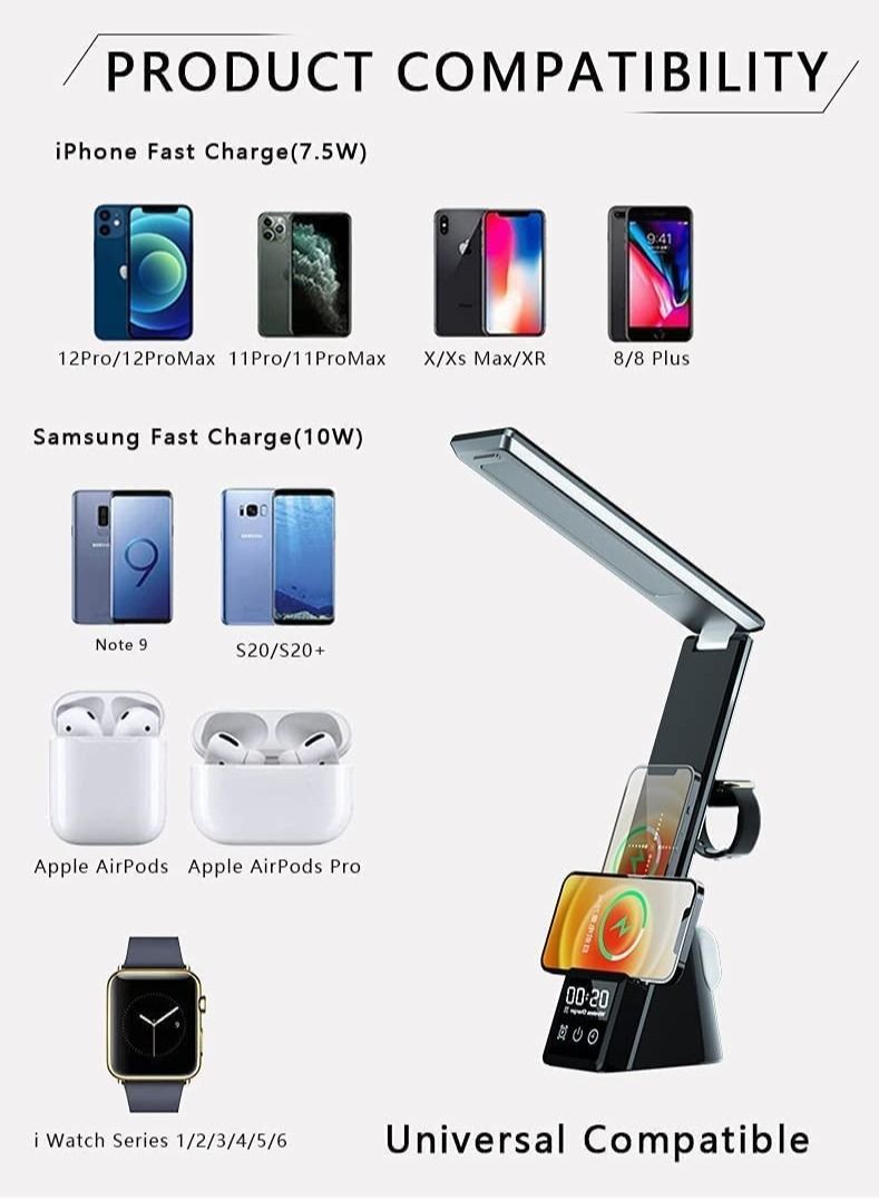 LED Desk Lamp with Wireless Mobile Charger, Wireless Mobile, Airpods, Smart iWacth Charger - Image 3