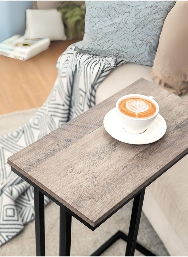 woodx Set of 2 C-Shaped Side Tables with Wood Finish Top and Black Metal Frame  - Image 3