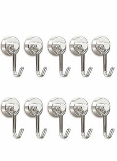Y&D Magnetic Hooks Pack of 10 Silver Heavy Duty Strong Magnet Hook with Rust Proof for Indoor Outdoor Hanging Refrigerator Grill Kitchen Key Holder Locker Classroom  - Image 1