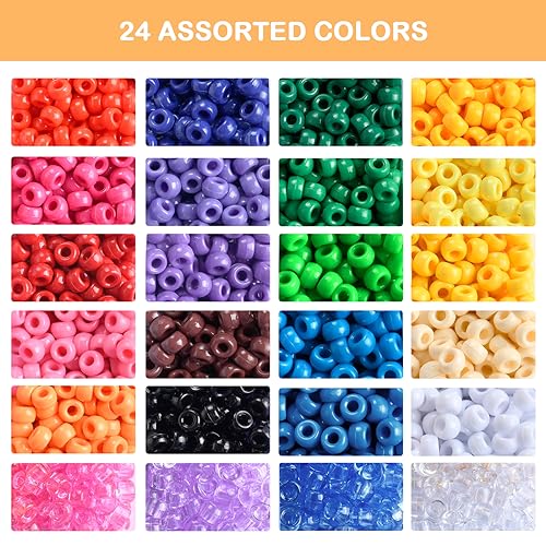 Simetufy 4200Pcs Pony Beads, 24 Colors Kandi Beads Bulk for Bracelets Making Hair Braiding Kandi Friendship Bracelet Craft DIY Jewelry Making Christmas Gifts (Boxed) - Image 4