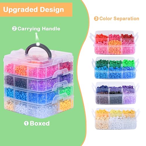 Simetufy 4200Pcs Pony Beads, 24 Colors Kandi Beads Bulk for Bracelets Making Hair Braiding Kandi Friendship Bracelet Craft DIY Jewelry Making Christmas Gifts (Boxed) - Image 2