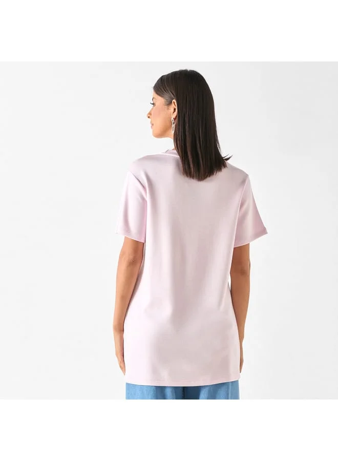Iconic Iconic Embellished Top with Short Sleeves