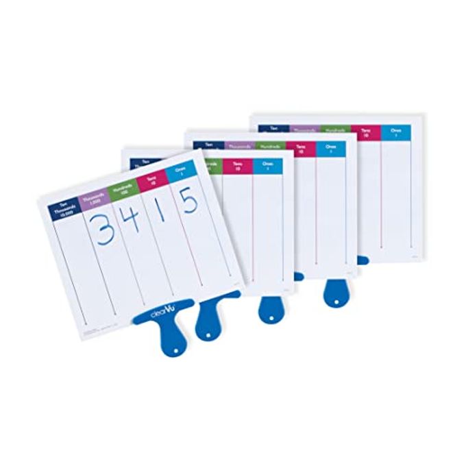 hand2mind Place Value Answer Board, Dry Erase Board Sets, Dry Erase Paddles, Math Classroom Supplies, Base 10 Math Manipulatives for Elementary School, 1st Grade Math Materials (Pack of 4) - Image 4