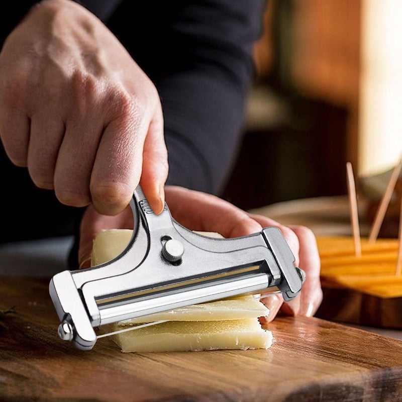 AIDOIT 2 Pack Cheese Slicers, Stainless Steel Wire Cheese Slicer with Cheese Plane Tool, Adjustable Thickness Cheese Cutter with 8 Extra Wires for Soft, Semi-Hard, Hard Cheeses - Image 2