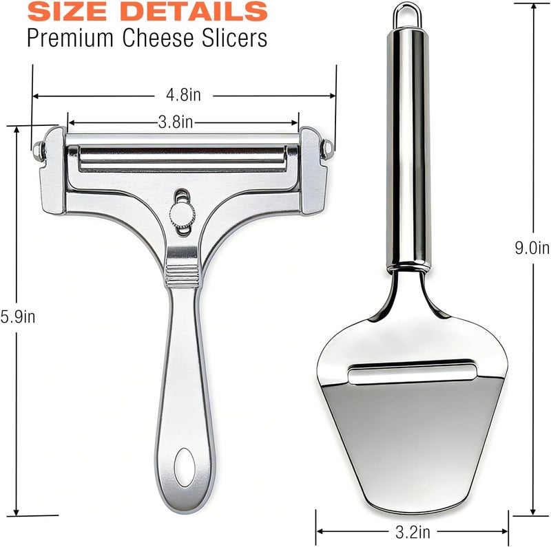 AIDOIT 2 Pack Cheese Slicers, Stainless Steel Wire Cheese Slicer with Cheese Plane Tool, Adjustable Thickness Cheese Cutter with 8 Extra Wires for Soft, Semi-Hard, Hard Cheeses - Image 5