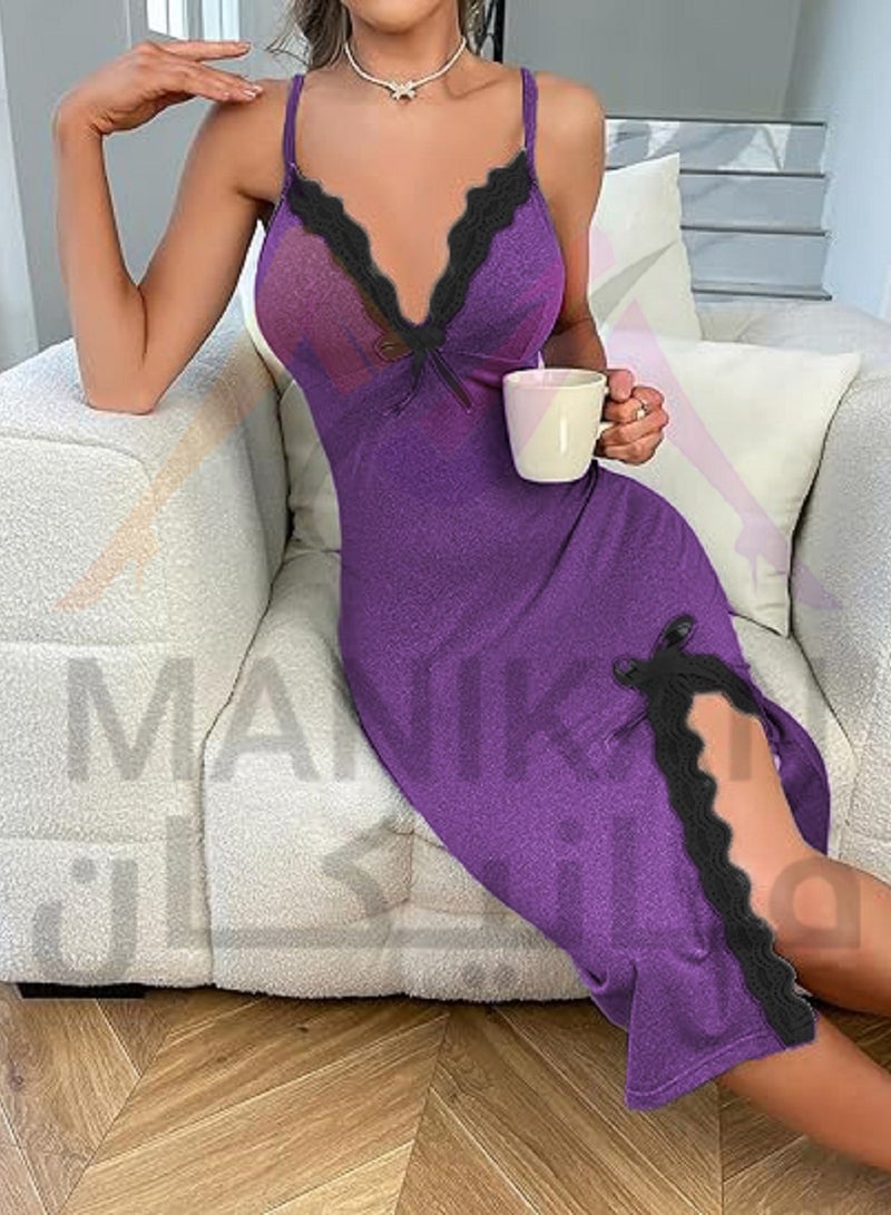 MANIKAN MANIKAN Soft women's lingerie, made of cotton, medium length - open on one side, decorated with bows - Image 3