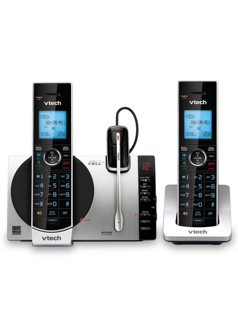 vtech VTech Connect to Cell DS6771-3 DECT 6.0 Cordless Phone - Black, Silver, 6.9" x 4" x 6.6"  - Image 1