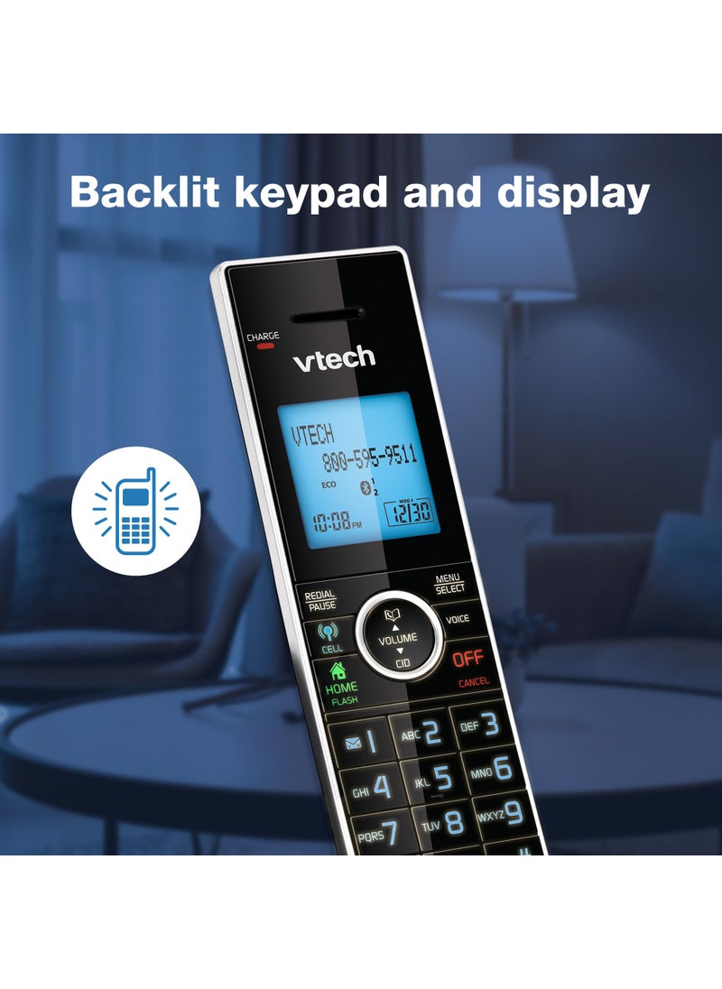 vtech VTech Connect to Cell DS6771-3 DECT 6.0 Cordless Phone - Black, Silver, 6.9" x 4" x 6.6"  - Image 5