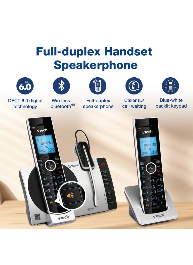 vtech VTech Connect to Cell DS6771-3 DECT 6.0 Cordless Phone - Black, Silver, 6.9" x 4" x 6.6"  - Image 3