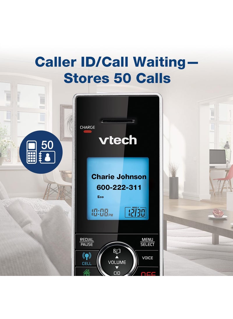 vtech VTech Connect to Cell DS6771-3 DECT 6.0 Cordless Phone - Black, Silver, 6.9" x 4" x 6.6"  - Image 4