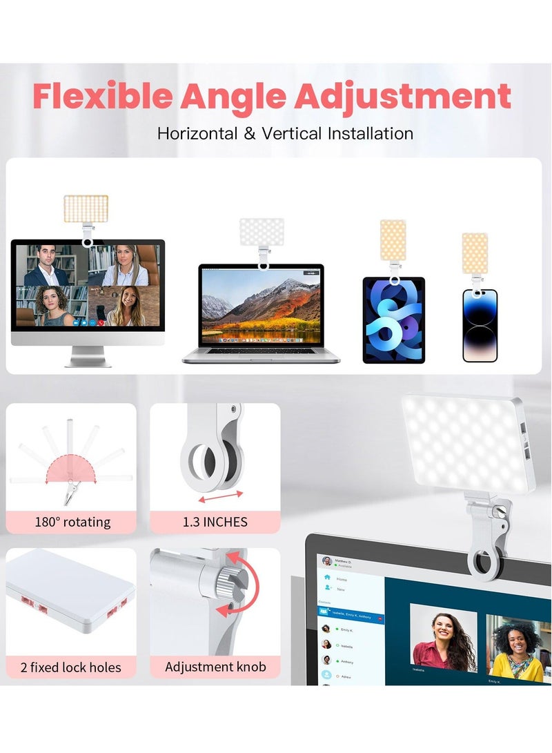 80 LED Portable Selfie Light, 3 Light Modes 2000mAh Video Fill Light, with Front & Back Clip, for Phone, iPhone, Android, iPad, Laptop, for Makeup, Selfie, Vlog, Video Conference (White)  - Image 3