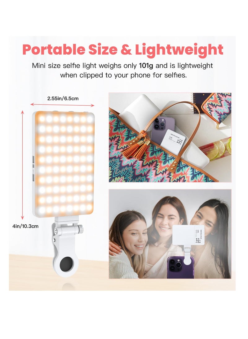 80 LED Portable Selfie Light, 3 Light Modes 2000mAh Video Fill Light, with Front & Back Clip, for Phone, iPhone, Android, iPad, Laptop, for Makeup, Selfie, Vlog, Video Conference (White)  - Image 5