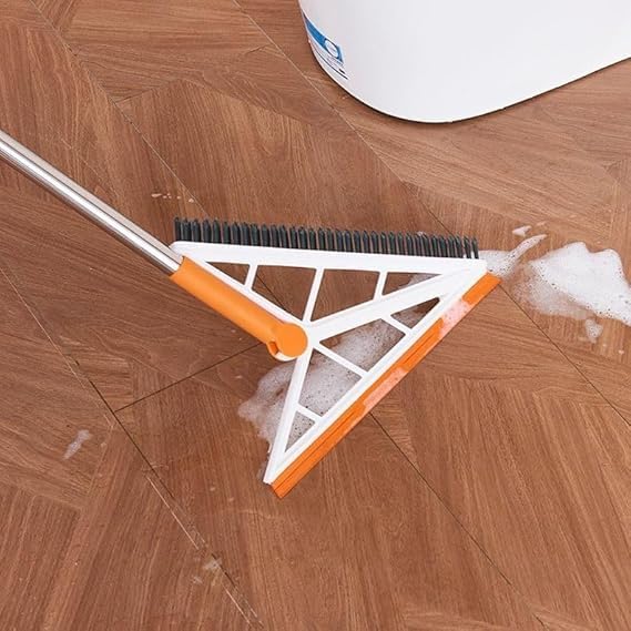 HEBEZON Hebezon 2 in 1 Wiper with Folding Brush for Floor Cleaning, Dust Remover, Scrub Brush with Long Handle 120° Rotate (Pack of 1)  - Image 1