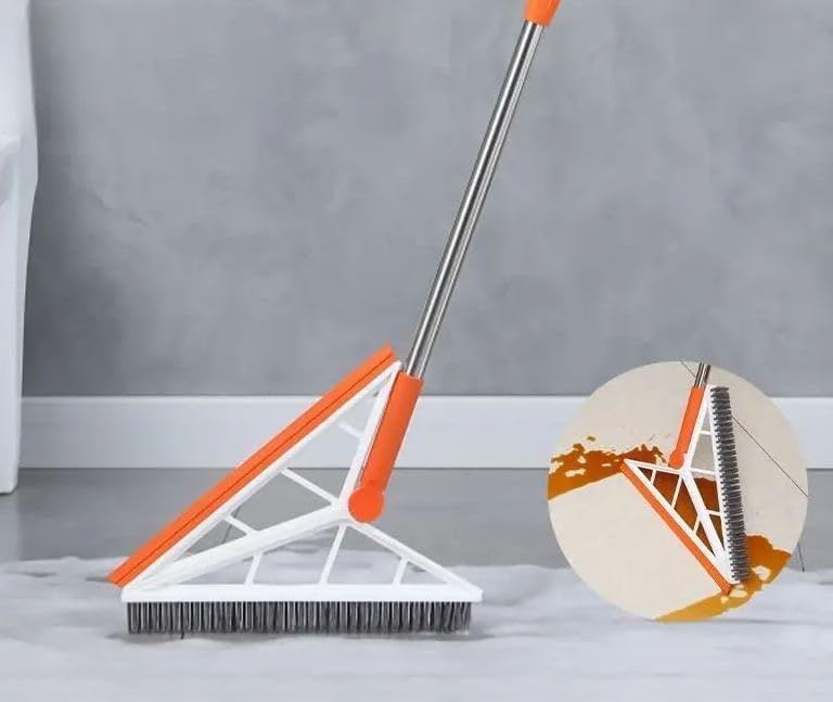 HEBEZON Hebezon 2 in 1 Wiper with Folding Brush for Floor Cleaning, Dust Remover, Scrub Brush with Long Handle 120° Rotate (Pack of 1)  - Image 2
