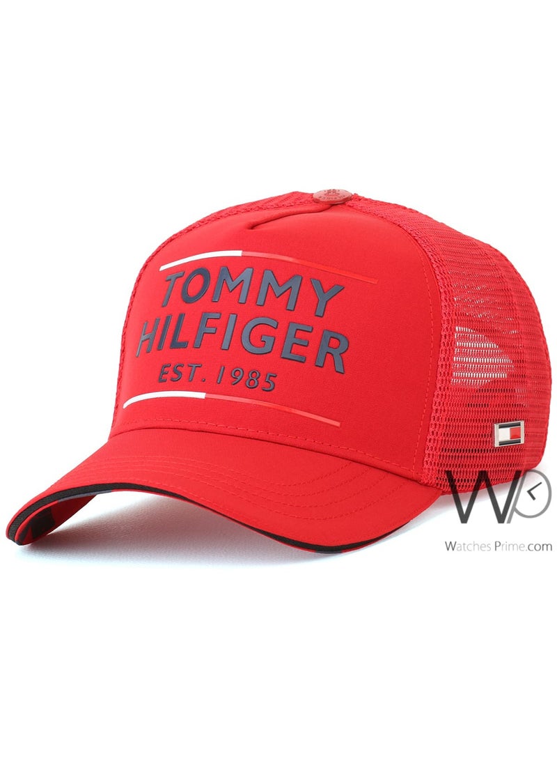 Tommy Hilfiger Plus Tommy Hilfiger Trucker Cap th Red est 1985 Cotton Net Hat - Image 1