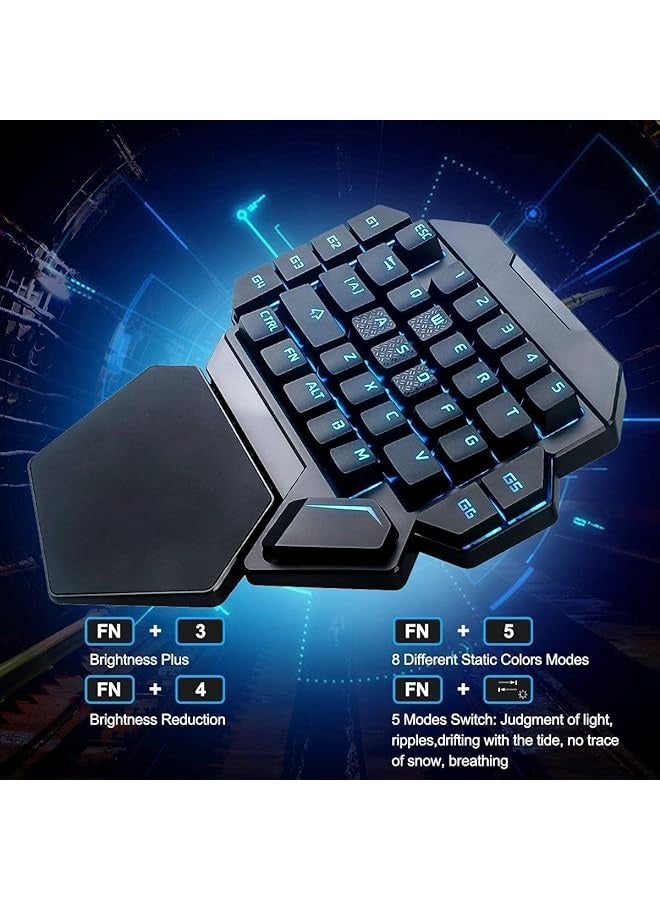 PROMASS One-Handed RGB Mechanical Keyboard, Ergonomic Half Gaming Keyboard 35 Keys with Rainbow Backlit Keyboard Wired Gaming Keypad Mini USB Keyboard Single Hand Game Controller, with Wrist Rest Support  - Image 3