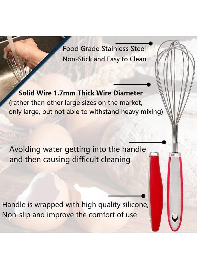 yongsheng - Stainless Steel Whisk, 12 Inch Whisks for Cooking, Whisking, Blending, Beating and Stirring, Enhanced Version Balloon Wire Whisk - Image 1