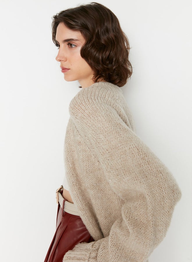 trendyol Stone Wide Fit Soft Textured Knitwear Cardigan - Image 3