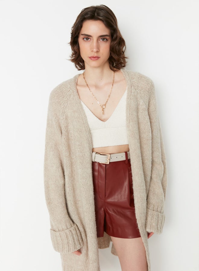 trendyol Stone Wide Fit Soft Textured Knitwear Cardigan - Image 1