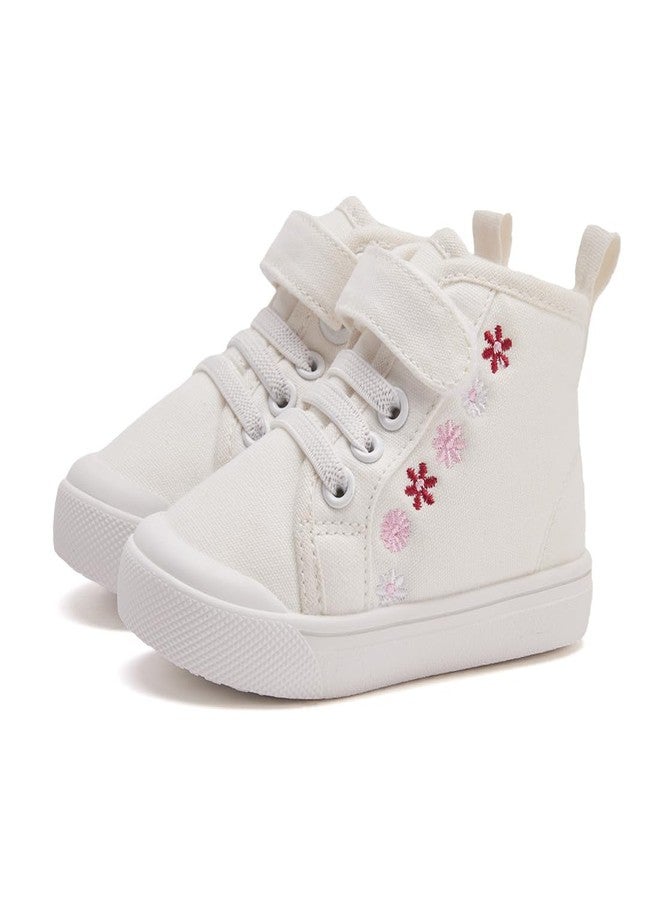 BMCiTYBM Baby Canvas Shoes Boys Girls Walking Sneakers High Top Infant First Walkers Anti-Slip 6 9 12 18 24 Months White 6-12 Months Infant - Image 3