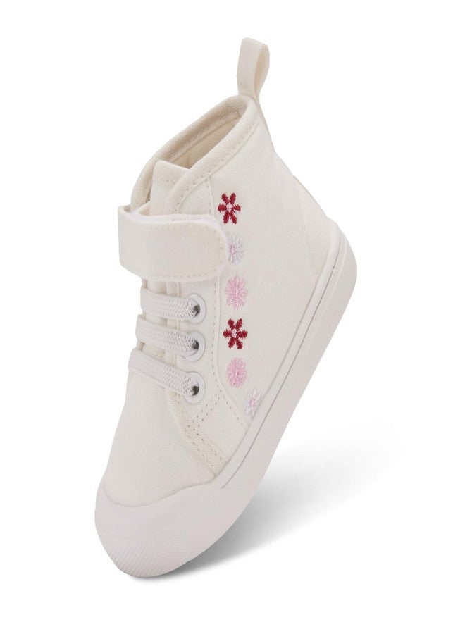 BMCiTYBM Baby Canvas Shoes Boys Girls Walking Sneakers High Top Infant First Walkers Anti-Slip 6 9 12 18 24 Months White 6-12 Months Infant - Image 1
