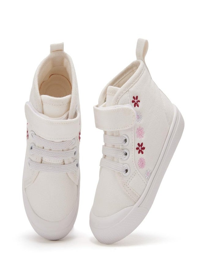 BMCiTYBM Baby Canvas Shoes Boys Girls Walking Sneakers High Top Infant First Walkers Anti-Slip 6 9 12 18 24 Months White 6-12 Months Infant - Image 4