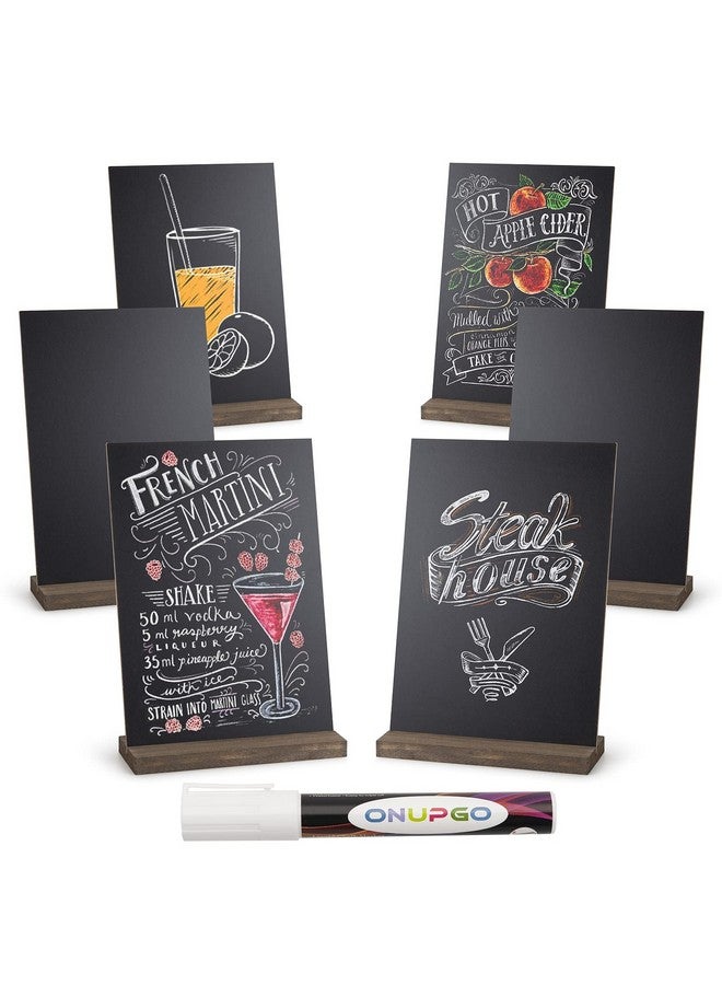 OnUpgo Mini Chalkboard Signs, Double Side 6 X 9 Inch Vintage Wooden Tabletop Chalkboard Sign With Base Stands - Set Of 6, Decorative Mini Chalkboard Table Signs Small Message Chalk Board Sign - Image 1