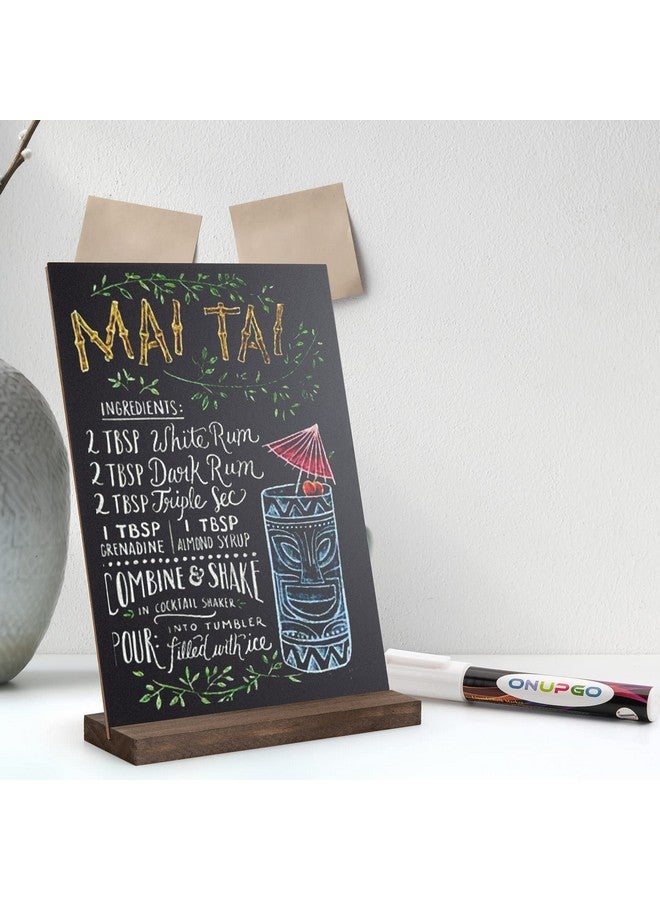 OnUpgo Mini Chalkboard Signs, Double Side 6 X 9 Inch Vintage Wooden Tabletop Chalkboard Sign With Base Stands - Set Of 6, Decorative Mini Chalkboard Table Signs Small Message Chalk Board Sign - Image 3