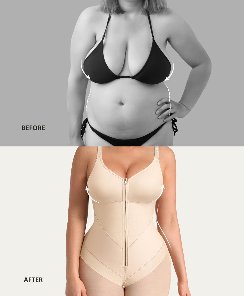 FeelinGirl Faja Body Shaper Tummy Control Shapewear for Women Fajas Colombianas Moldeadoras Postpartum Butt Lifting Beige L - Image 5