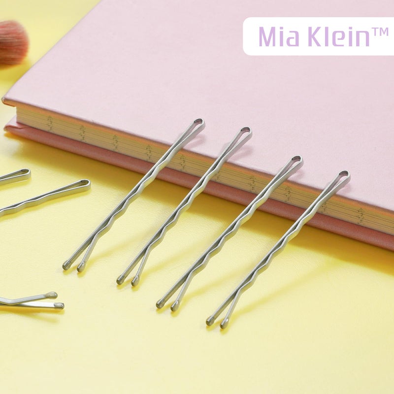 Mia Klein Bobby Pins, Hair Pins 2 Inch 60PCS Crimped Hair Grips for Kids, Girls, and Women, Secure and Easy for All Hair Types, With Ball Tips Design. Hair Accessories for Daily Use (Silver) - Image 5