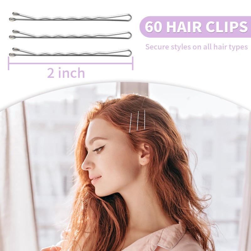 Mia Klein Bobby Pins, Hair Pins 2 Inch 60PCS Crimped Hair Grips for Kids, Girls, and Women, Secure and Easy for All Hair Types, With Ball Tips Design. Hair Accessories for Daily Use (Silver) - Image 4