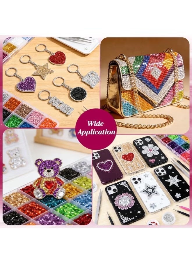 اترجسز 32000pcs الراتنج Rhinestones 3mm 28Colors ل Bedazzling بليتر كيت DIY ، متعددة الألوان جيلي كريستال الماس مع 3pcs 10ml B7000 الغراء المجوهرات ل Bedazzled أظافر فن الإمدادات الديكور - Image 2