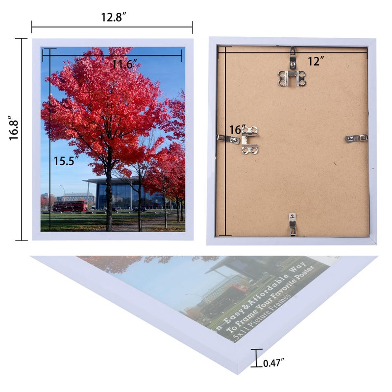 Medog 12x16 Picture Frame Display Pictures 12x16 White Poster Frame Display Photos 12"x16" Wall Gallery Photo Frames Office Picture Frame,Cream White, 1Pack (FP0J1Z) - Image 2