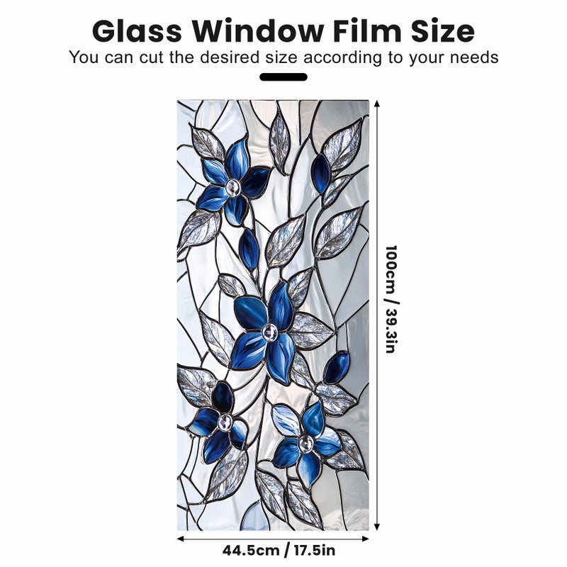AOHMPT Stained Glass Window Privacy Film Static Cling - Rainbow Glass Decorative Sun Blocking Window Covering, Non-Adhesive Removable Stickers for Home & Office, 17.5" x 39.3" - Image 2