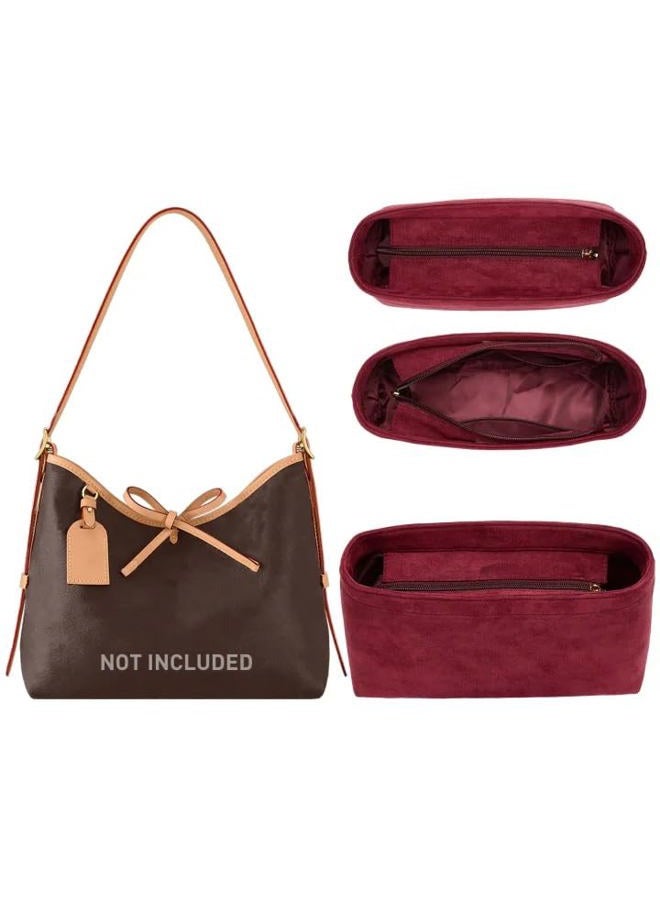 OAikor Tote Bag Organizer Insert, Velvet Handbag Organizer Insert for LV Carryall PM, Sturdy Gold Zipper, Perfect for Handbag Shaped & Organized (Small, Red) - Image 1