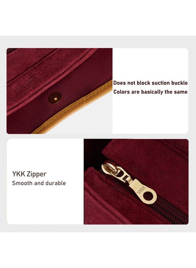 OAikor Tote Bag Organizer Insert, Velvet Handbag Organizer Insert for LV Carryall PM, Sturdy Gold Zipper, Perfect for Handbag Shaped & Organized (Small, Red) - Image 3
