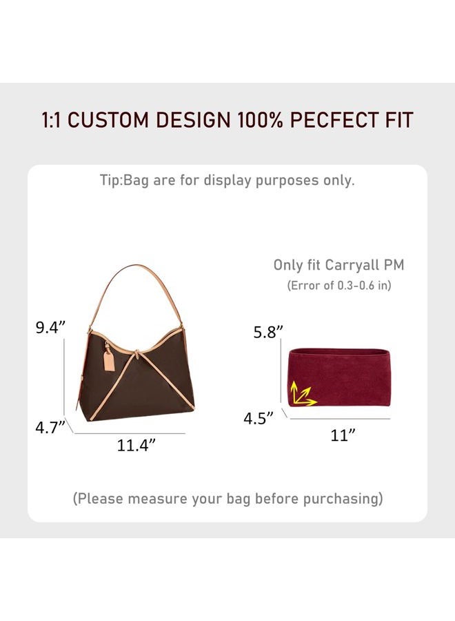 OAikor Tote Bag Organizer Insert, Velvet Handbag Organizer Insert for LV Carryall PM, Sturdy Gold Zipper, Perfect for Handbag Shaped & Organized (Small, Red) - Image 2