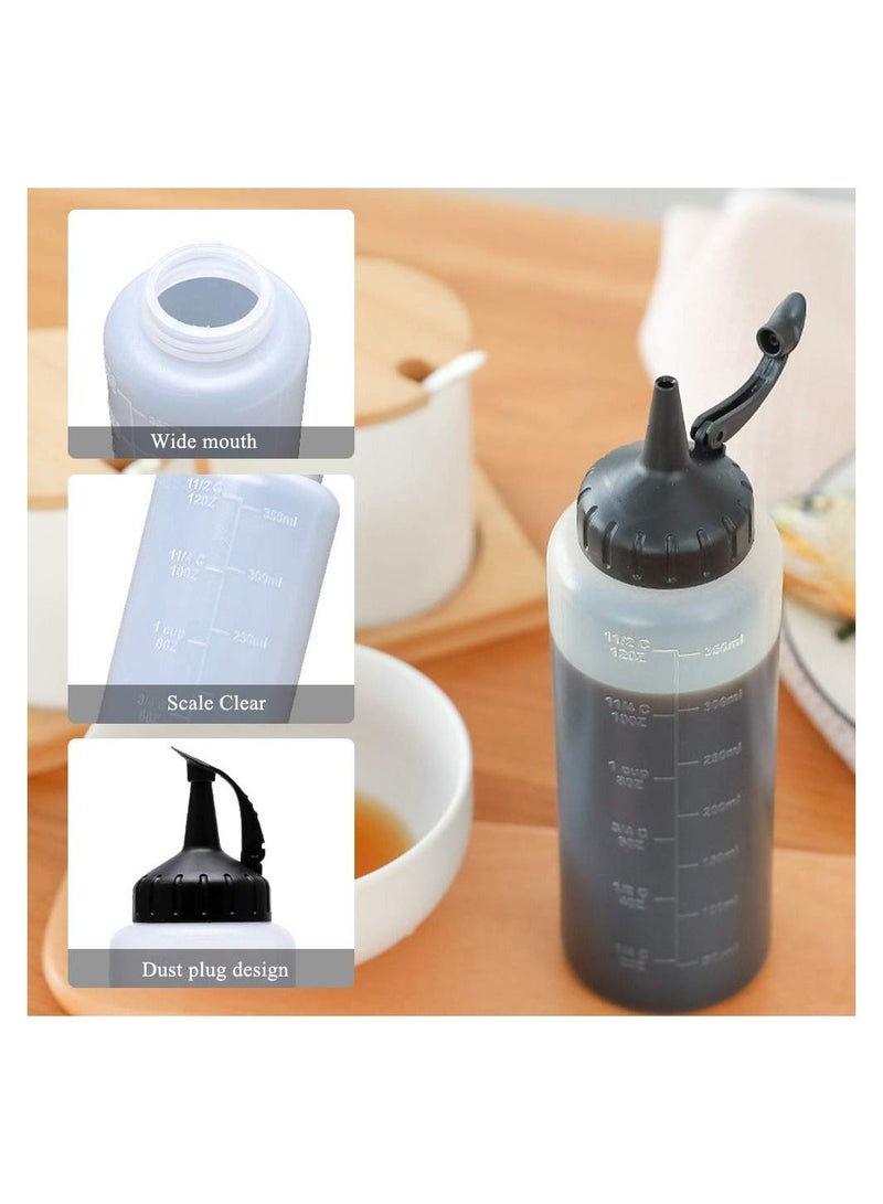 SYOSI 3 Pcs Plastic Clear Squeeze Condiment Bottles 12oz Refillable with Twist On Cap Lids For Hot Sauces Barbecue Sauce Oil Condiments Salad Dressings Mustard - Image 5