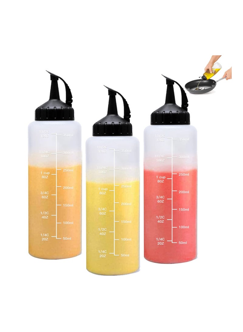 SYOSI 3 Pcs Plastic Clear Squeeze Condiment Bottles 12oz Refillable with Twist On Cap Lids For Hot Sauces Barbecue Sauce Oil Condiments Salad Dressings Mustard - Image 1