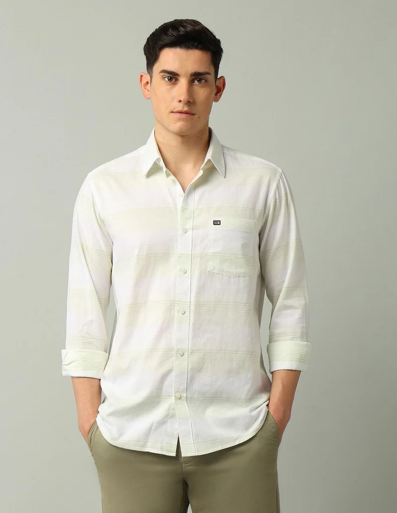 Arrow Manhattan Slim Fit Horizontal Striped Shirt