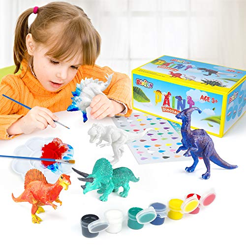 BAODLON Kids Arts Crafts Set Dinosaur Toy Painting Kit - 10 Dinosaur Figurines, Decorate Your Dinosaurs, Create a Dino World Painting Toys Gifts for 5, 6, 7, 8 Year Old Boys Kids Girls Toddlers - Image 2